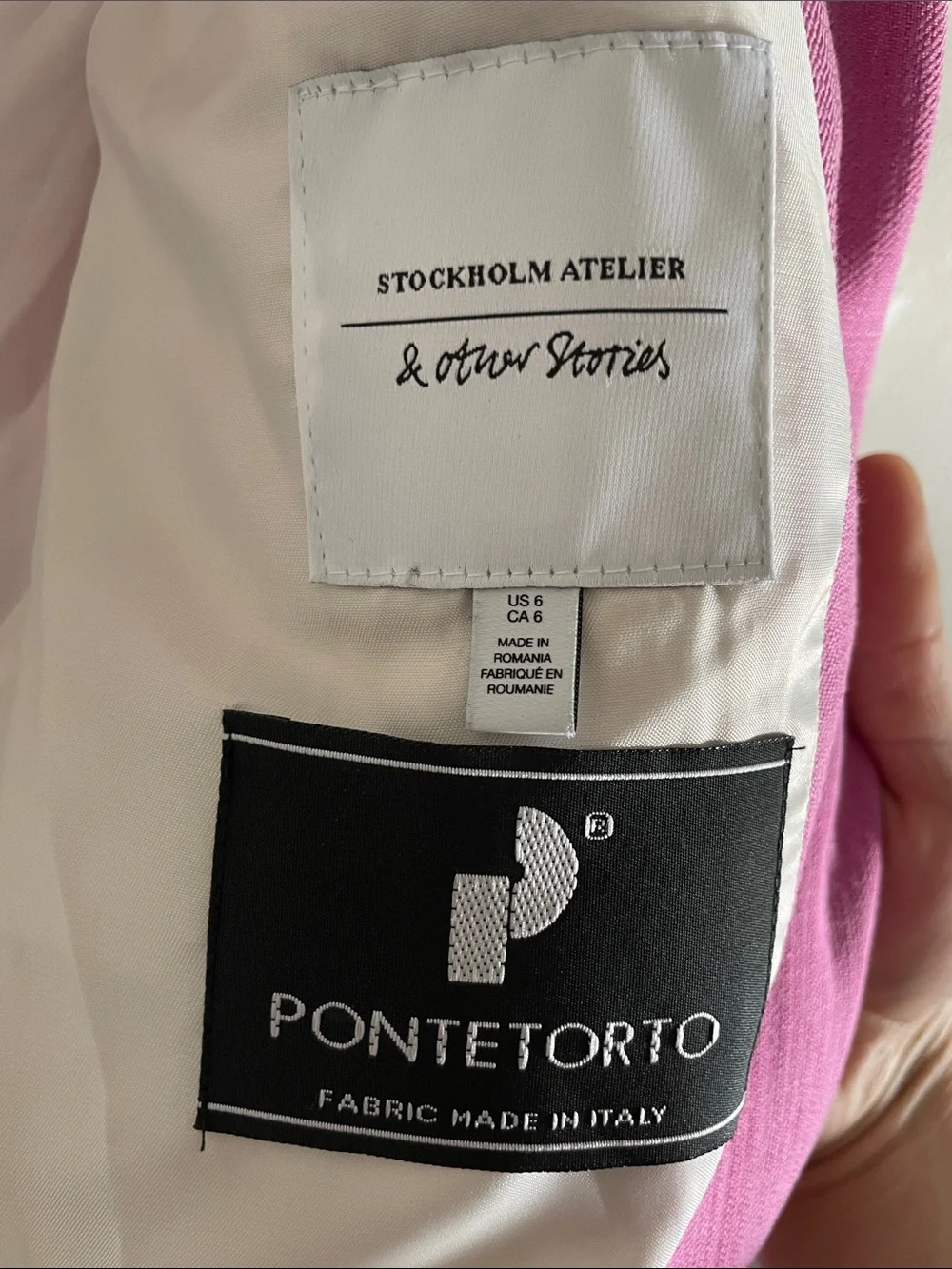 & Other Stories Single Breasted Fitted Waist Blazer Women 6 Italian Fabric Pink